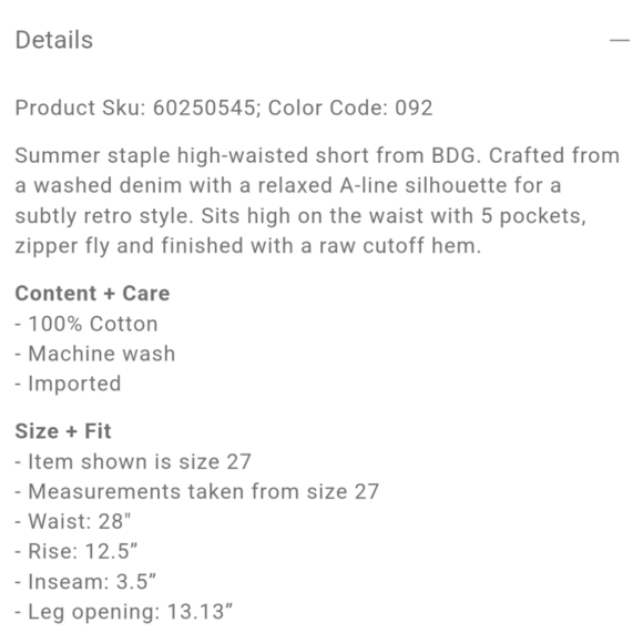 NWT BDG Urban Outfitters Aline Cutoff Shorts 27 - Picture 9 of 9